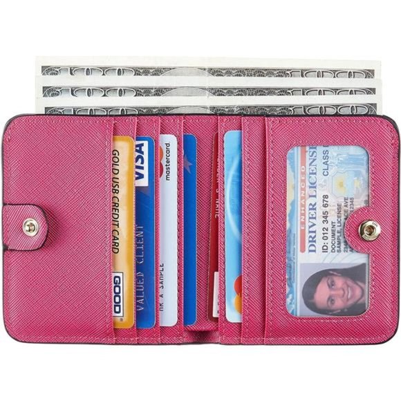 Womens Rfid Blocking Small Compact Bifold Luxury Genuine Leather Pocket Wallet - Picture 4 of 6